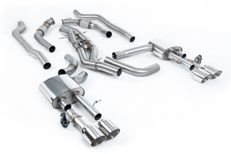 GPF-back Valved Exhaust AUDI S8 D5 4.0 TFSI V8 Milltek Sport - Non resonated / Caraoke Black Trims