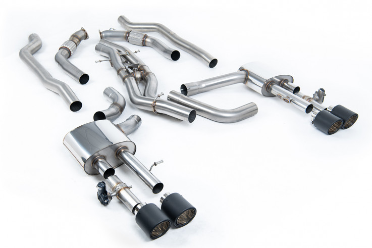 GPF-back Valved Exhaust AUDI S8 D5 4.0 TFSI V8 Milltek Sport - Non resonated / Carbon Trims