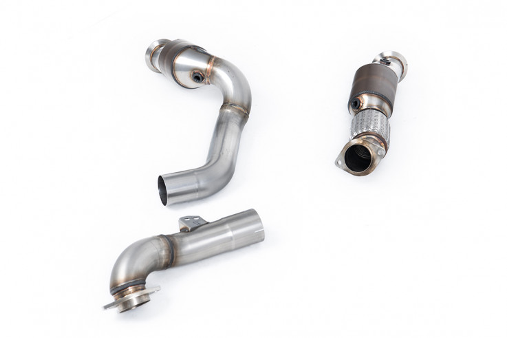 Large-bore downpipe exhaust BMW M2 Coupé / M3 / M3 Competition / M4 / M4 Competititon Milltek Sport - hi-flow HJS catalyst