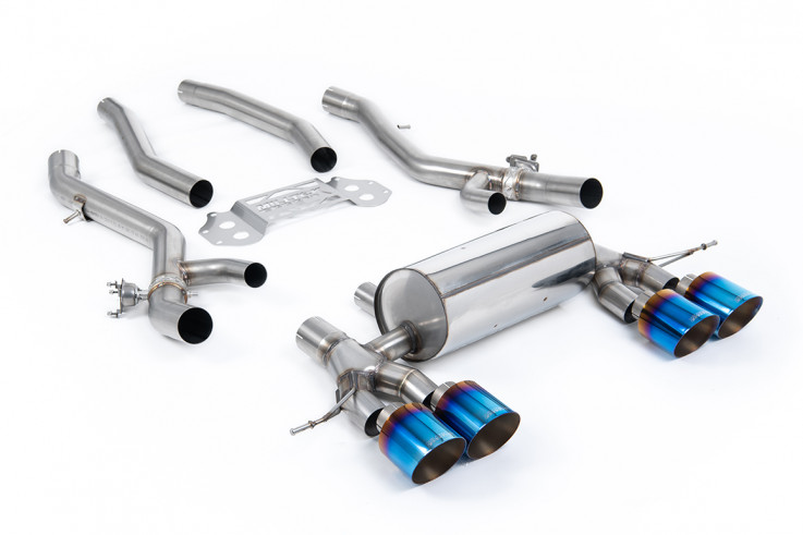 OPF-back exhaust BMW M3 G80/G81 & M4 G82 Milltek Sport - non resonated / burnt titanium tips